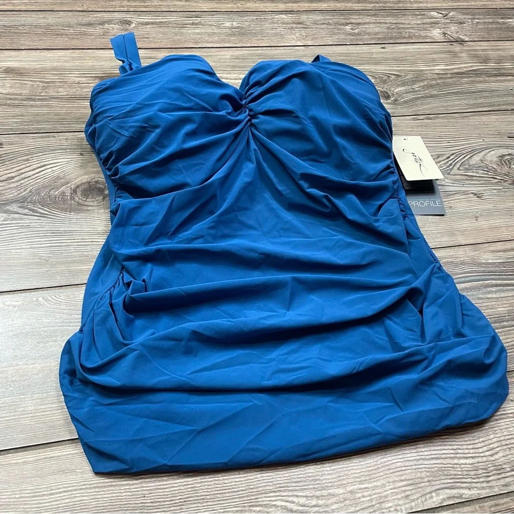 Gottex Tutti Frutti Sweetheart‎ Underwire Tankini Petrol Plus Size 20W NWT $108